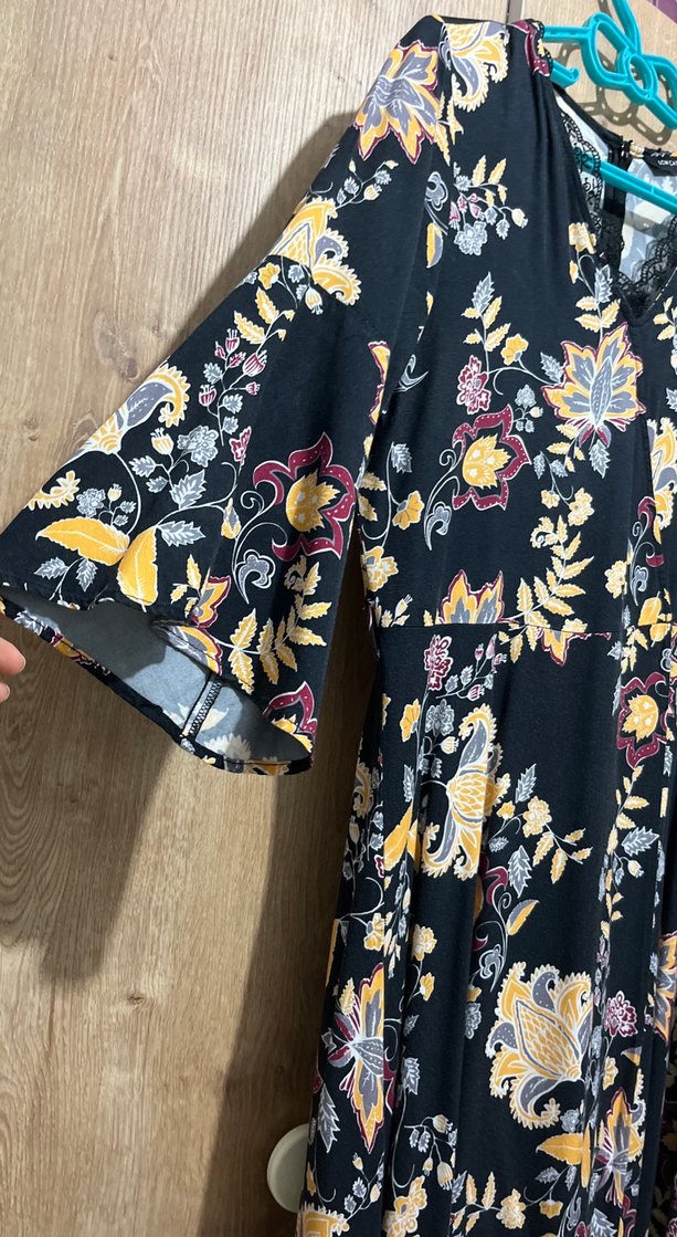 Çiçek Desenli Uzun Bohem Elbise - Görsel 2