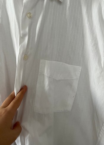Beyaz Klasik Keten Erkek Gömlek - Görsel 4