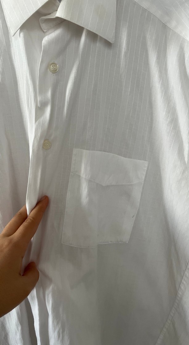 Beyaz Klasik Keten Erkek Gömlek - Görsel 4