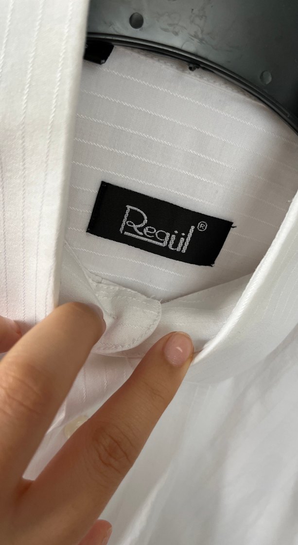 Beyaz Klasik Keten Erkek Gömlek - Görsel 5