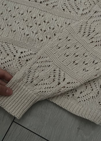 Gri Bohem Uzun Kollu Örgü Kadın Kazak - Görsel 3