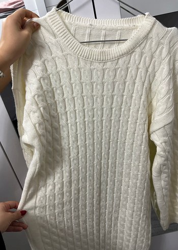 Beyaz Örg Kadın Kazak elbise - Görsel 2