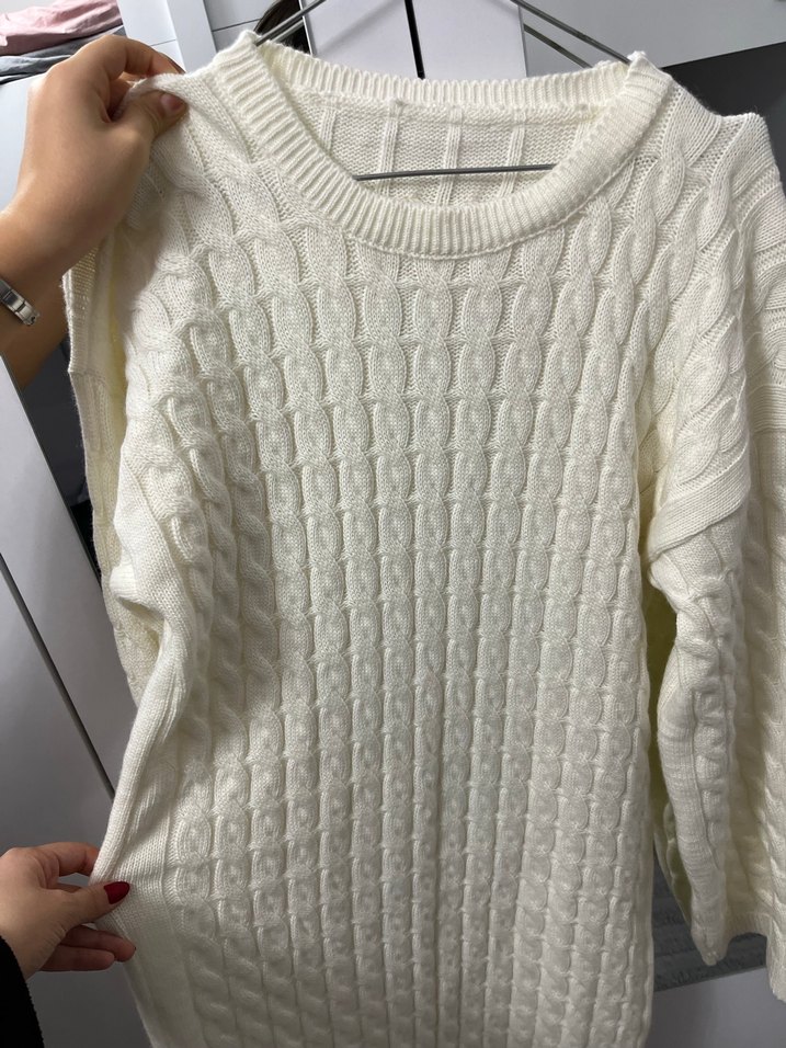 Beyaz Örg Kadın Kazak elbise - Görsel 2