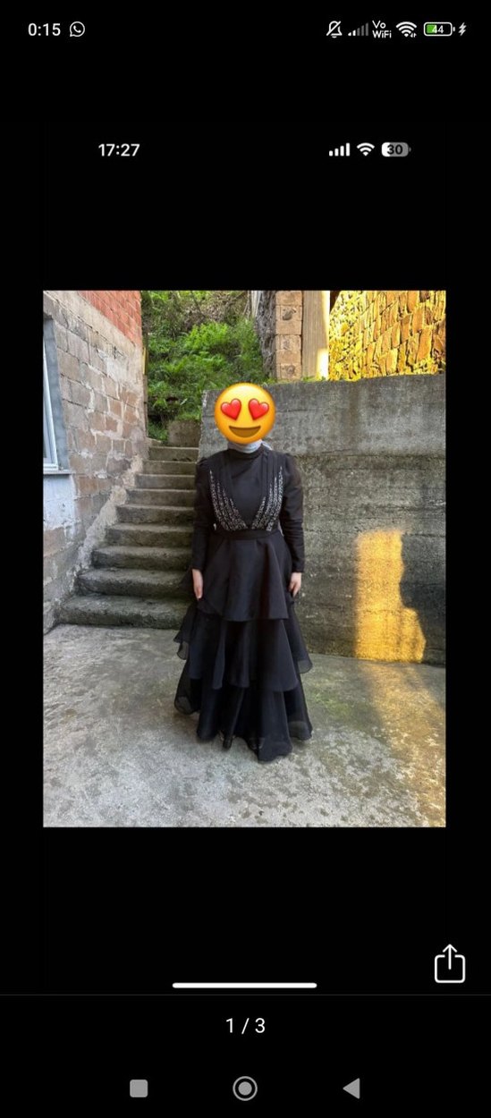 Nakışlı Siyah Uzun Gotik Abiye Elbise - Görsel 2