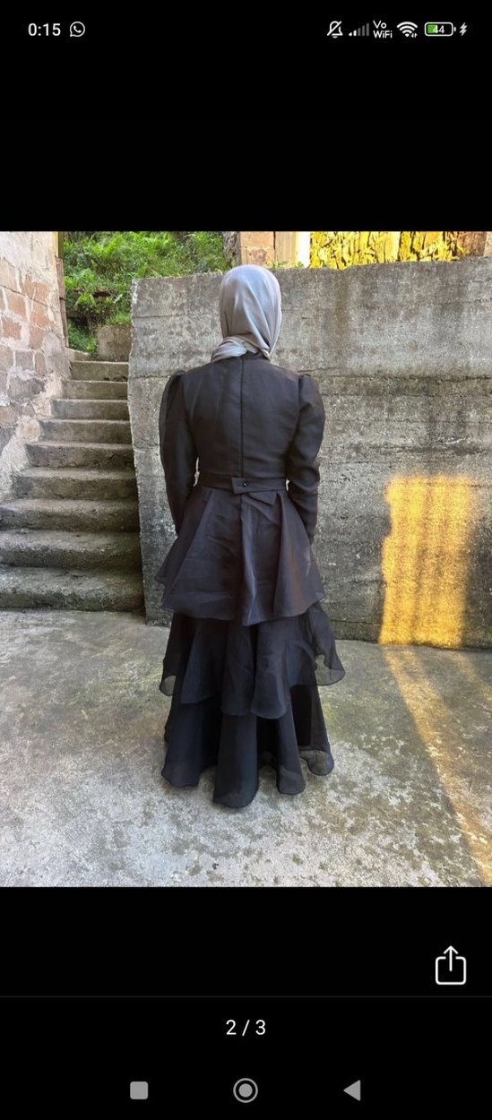 Nakışlı Siyah Uzun Gotik Abiye Elbise - Görsel 3