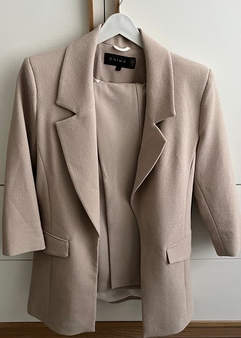 Düğmeli Bej Kadın Blazer Ceket