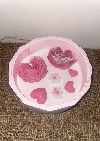 Pastel Pembe Dekoratif Mum Seti
