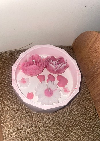 Beden Pastel Pembe Dekoratif Mum Seti