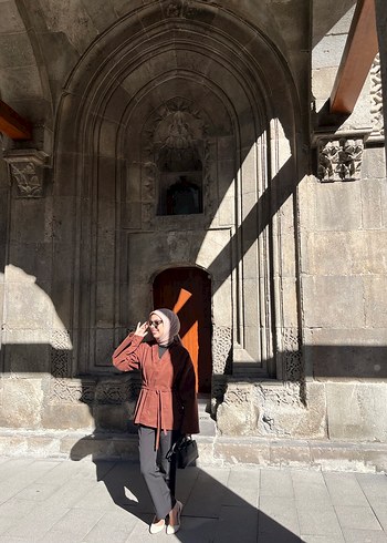 Deri Camel Rengi Kadın Kimono - Görsel 4