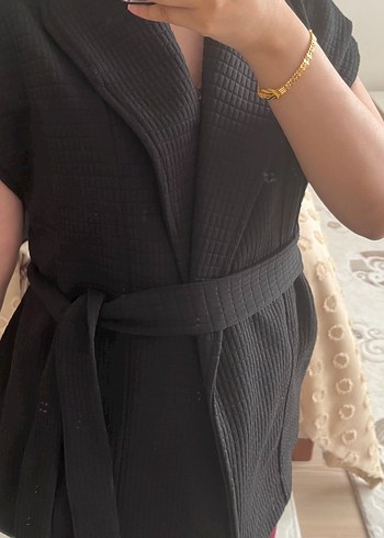 Siyah Yılan Desenli Midi Kadın Sabahlık - Görsel 3