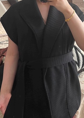 Siyah Yılan Desenli Midi Kadın Sabahlık - Görsel 4