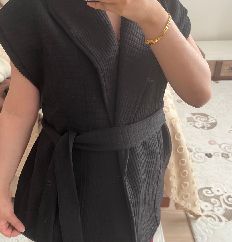 Siyah Yılan Desenli Midi Kadın Sabahlık - Görsel 3