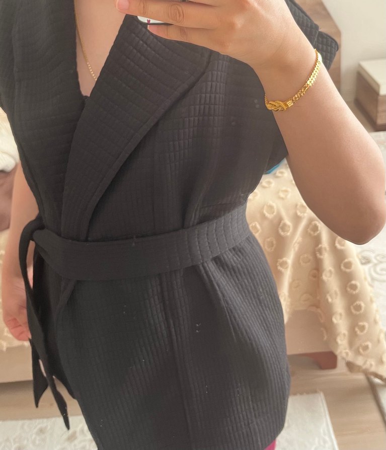 Siyah Yılan Desenli Midi Kadın Sabahlık - Görsel 2