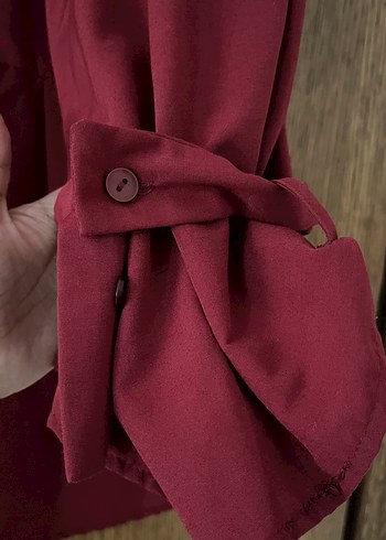 m Beden bordo Renk Bordo Uzun Kollu Düğmeli Kadın Gömlek