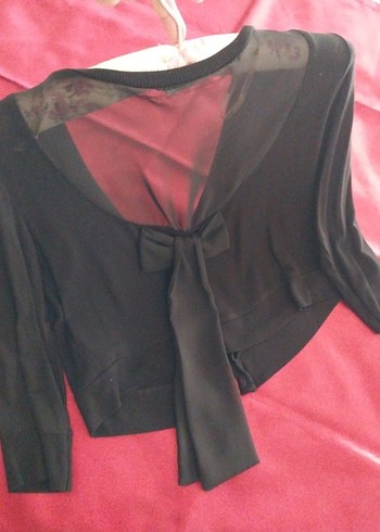 Kız Siyah Straplez Fiyonklu Goth Bolero