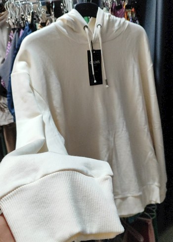 Colin's Kadın Beyaz Kapüşonlu Pamuk Sweatshirt orjinainal ürün