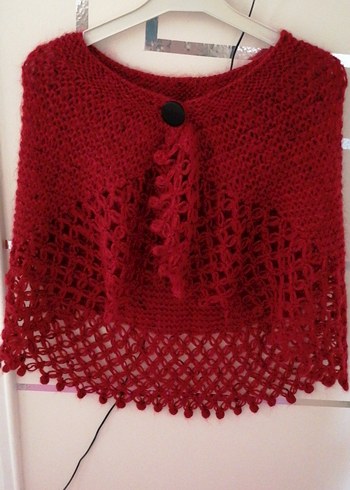 Güvez renkli el emeği şık şal veya pelerin yeni - Görsel 2