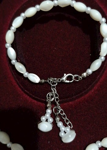 Sedef boncuklu pırıl pırıl yanip dönen bayan takı set yeni ürün - Görsel 3