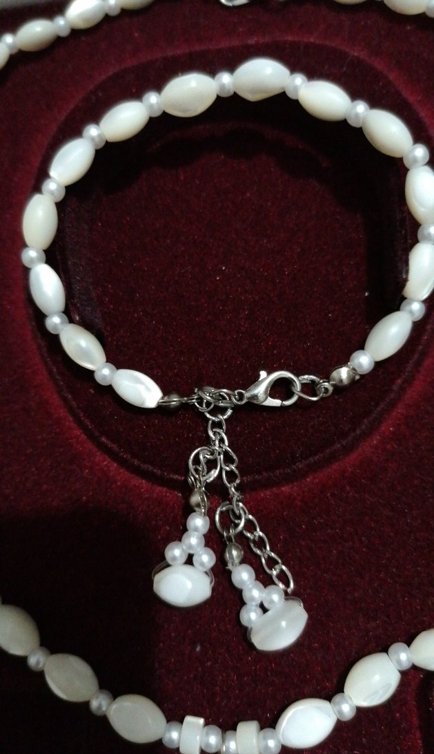 Sedef boncuklu pırıl pırıl yanip dönen bayan takı set yeni ürün - Görsel 3