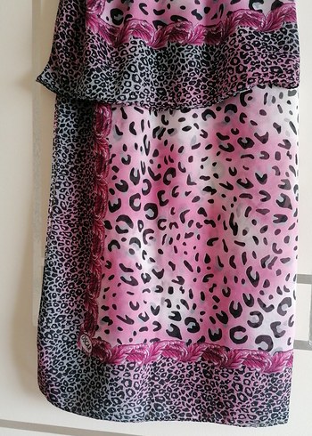 Pembe Leopar Desenli Bohem bayan fular yemeni yeni - Görsel 2