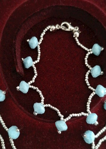 Turkuaz Boncuklu Kısa Bohem bayan takı seti yeni ürün - Görsel 4