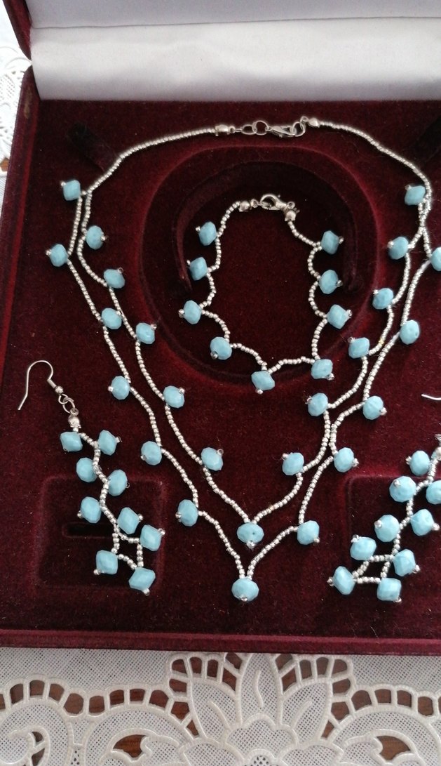 Turkuaz Boncuklu Kısa Bohem bayan takı seti yeni ürün - Görsel 2