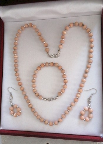 Sedef taştan şık tasarımlı bayan takı seti yeni ürün - Görsel 2