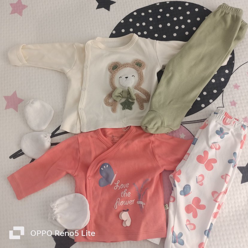 Bebek Kız Uzun Kollu Düğmeli altlı üstü takım - Görsel 2