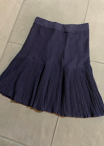 Kadın Lacivert Pilili Mini Etek - Görsel 2