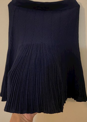 Kadın Lacivert Pilili Mini Etek - Görsel 5