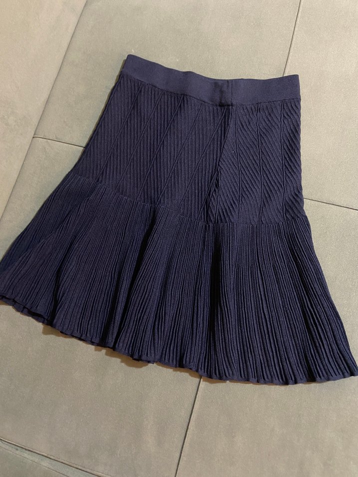 Kadın Lacivert Pilili Mini Etek - Görsel 2