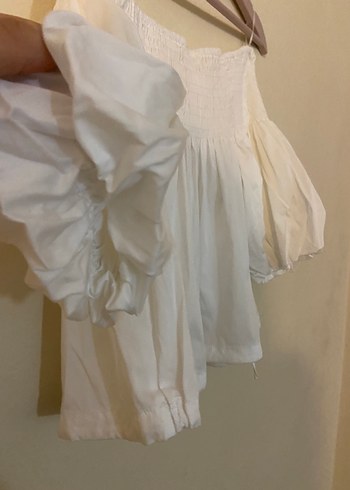 Zara Saten Volanlı Straplez Crop Bluz - Görsel 2