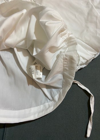 Zara Saten Volanlı Straplez Crop Bluz - Görsel 3