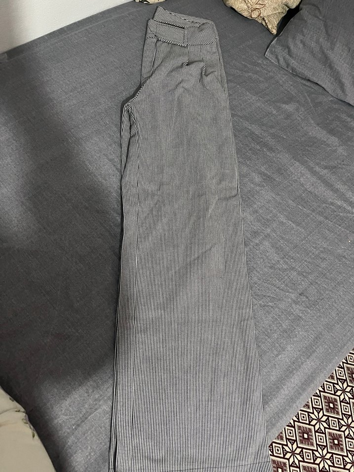 Kadın Gri Keten Pilili Kumaş Pantolon - Görsel 2