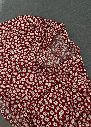 Kırmızı Çiçek Desenli Fırfırlı Mini Etek - Görsel 2