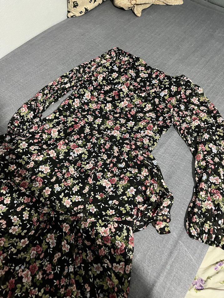 Çiçek Desenli Midi Bohem Elbise - Görsel 5