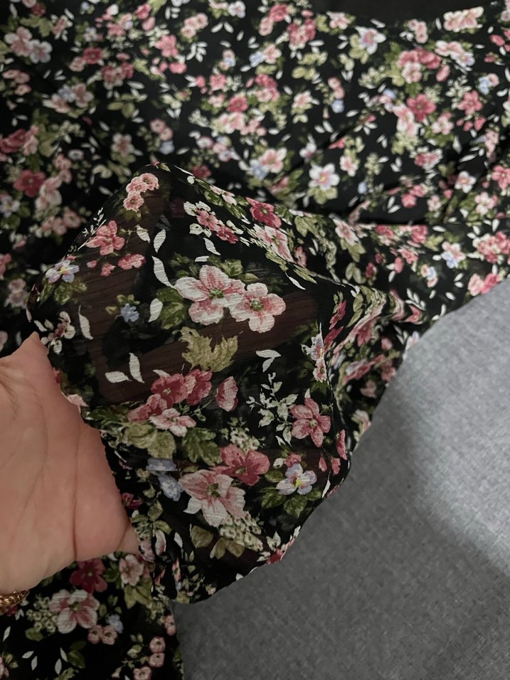 Çiçek Desenli Midi Bohem Elbise - Görsel 3