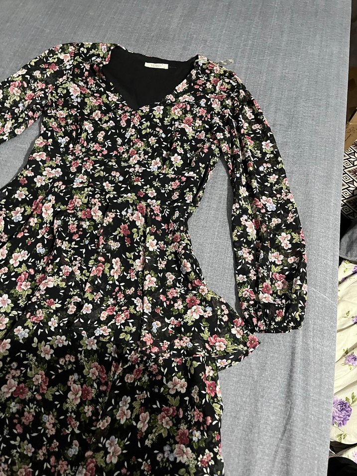 Çiçek Desenli Midi Bohem Elbise - Görsel 4