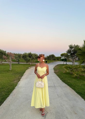 s Beden Sarı Askılı Uzun Salaş Elbise