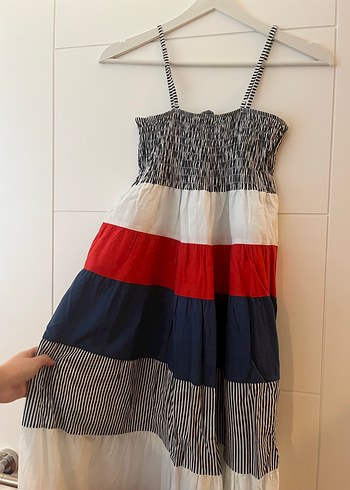 Çizgili, Pilili, Uzun Bohem Elbise - Görsel 4