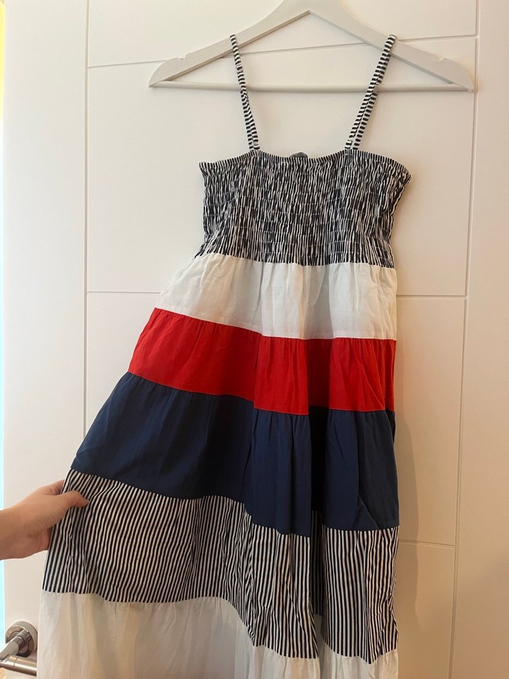 Çizgili, Pilili, Uzun Bohem Elbise - Görsel 4