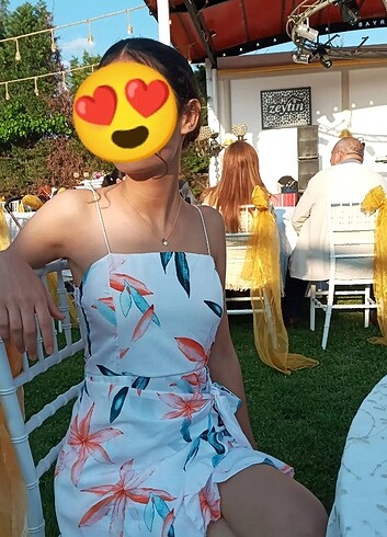 s Beden Beyaz desenli elbise