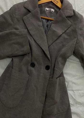 Gri Uzun Kışlık Kaban - Görsel 4