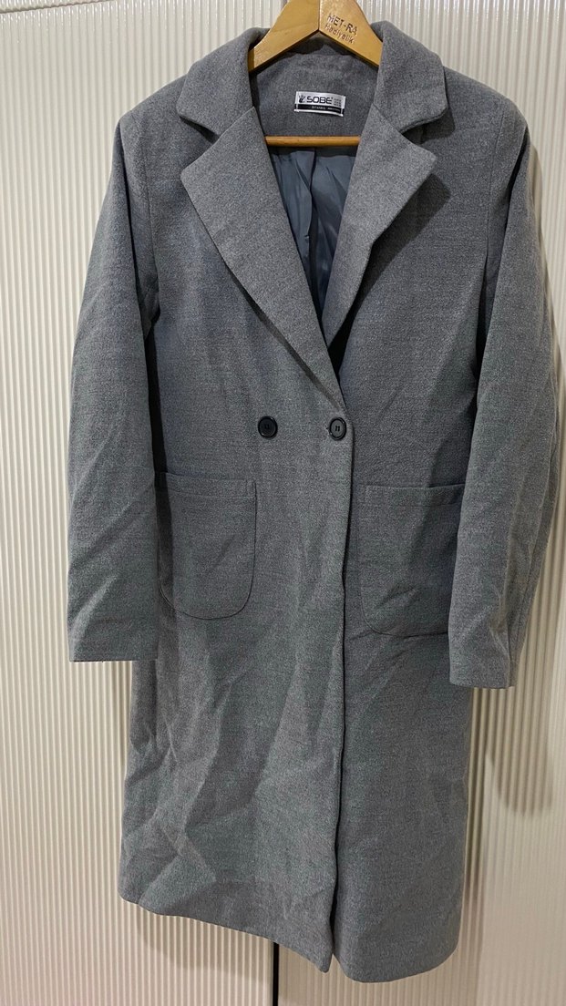 Gri Uzun Kışlık Kaban - Görsel 2