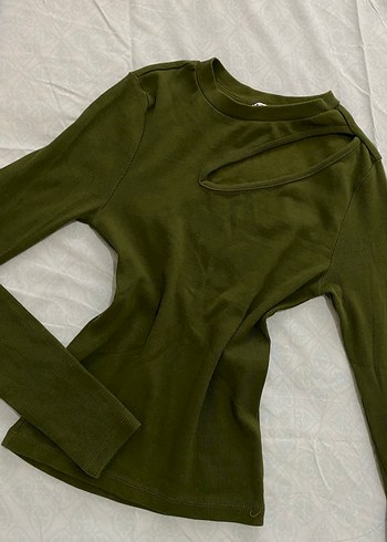 Uzun Kollu Haki Kadın Basic triko - Görsel 2