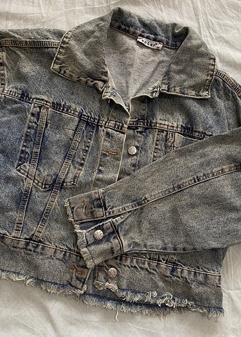 bomber kısa kot ceket - Görsel 4