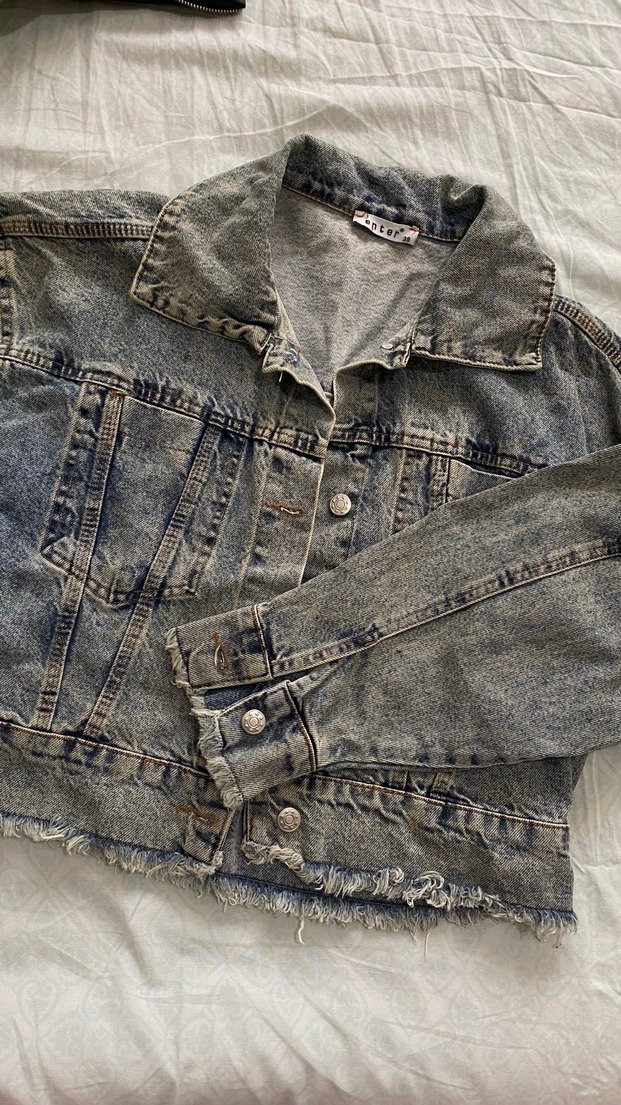 bomber kısa kot ceket - Görsel 4