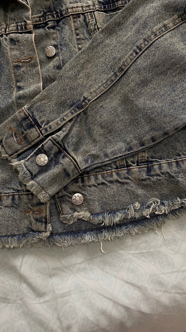 bomber kısa kot ceket - Görsel 5