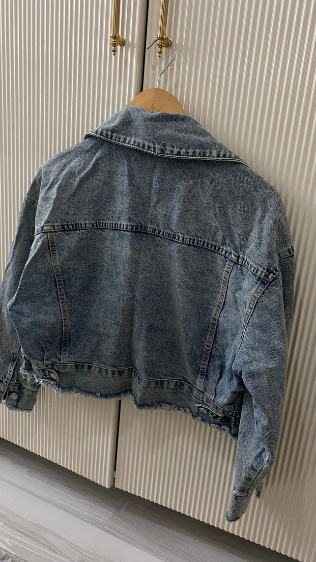 bomber kısa kot ceket - Görsel 2