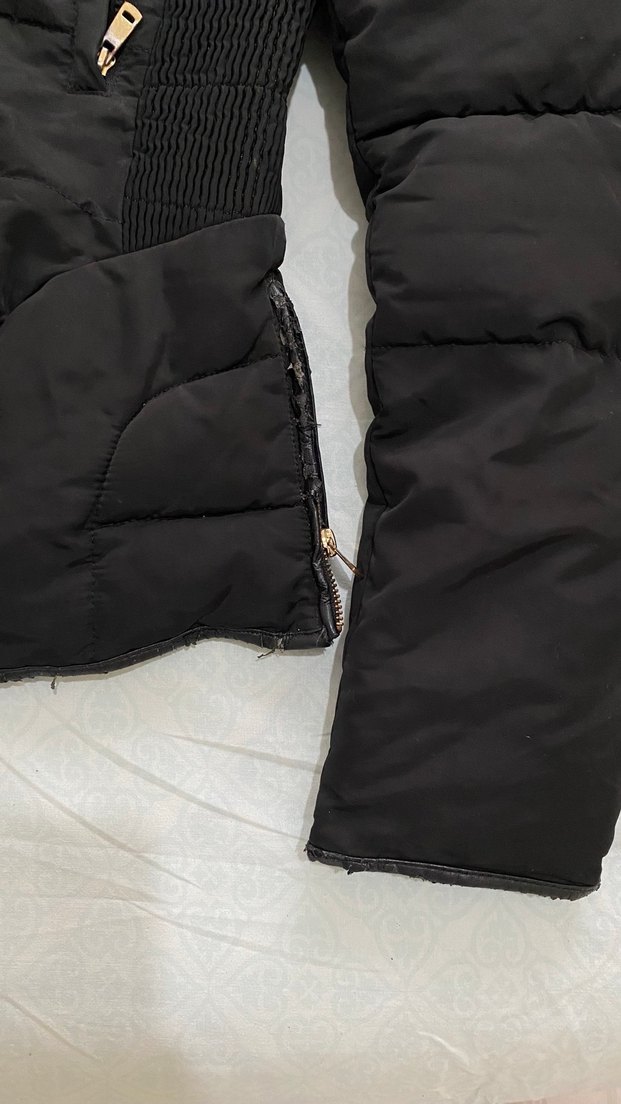 Siyah Kürklü şişme mont - Görsel 5